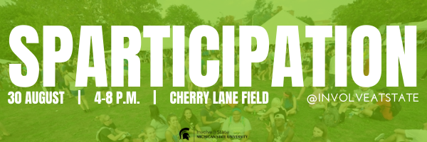 Text says Sparticipation, 30 August, 4-8 p.m., CHerry Lane Field